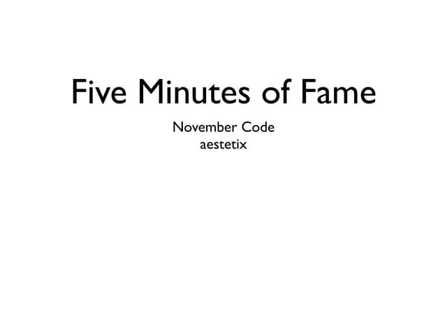 Nov 09 - Aestetix - Nov 09 5MoF Secret Code