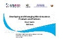 Developing, Marketing, and Managing Micro-Insurance Products and Partners