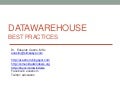 Data Warehouse Best Practices