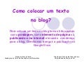 Colocar um texto no seu blog