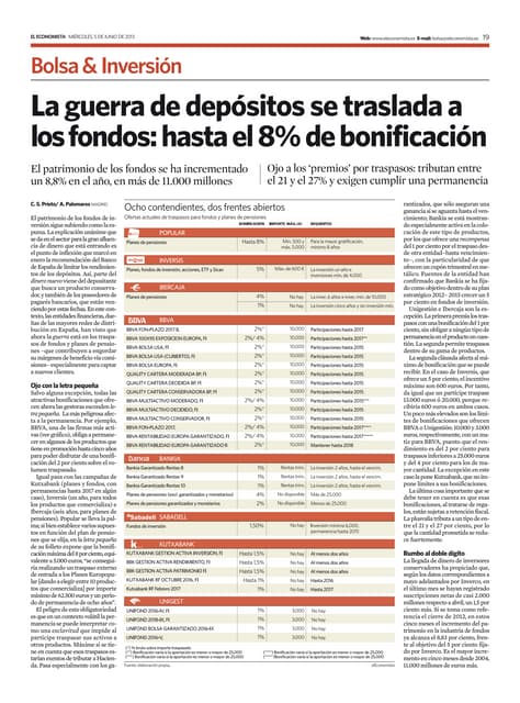 La guerra de depósitos se traslada a los fondos 05-06-13 El Economista