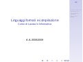 Introduzione a Linguaggi formali e compilazione