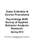 PSY 4600 Spring 2012 Course Procedures