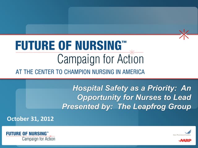 Hospital Safety as a Priority:  An Opportunity for Nurses to Lead Presented by:  The Leapfrog Group