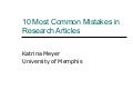10 Common Mistakes in Research Articles