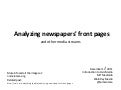 Analyzing Newspapers Front Pages. Presentation: Intro Civic Media. Dec 14th 2011