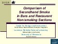 Comparison of  Secondhand Smoke  in Bars and Restaurant  Non/smoking Sections 