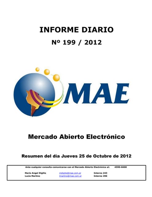Informe Diario MAE 25-10-12