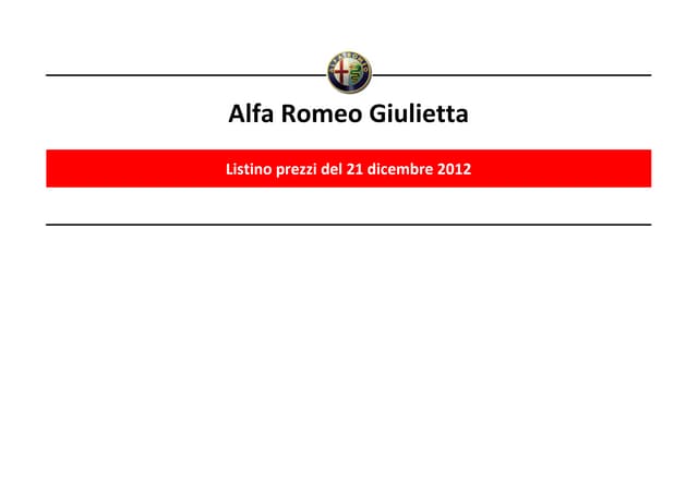 Alfa Romeo Giulietta Business - listino prezzi