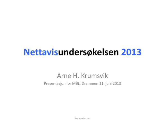 Nettavisundersøkelsen 2013