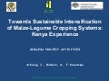 Towards sustainable intensification of Maize-Legume cropping systems: Kenya experience. John Achieng