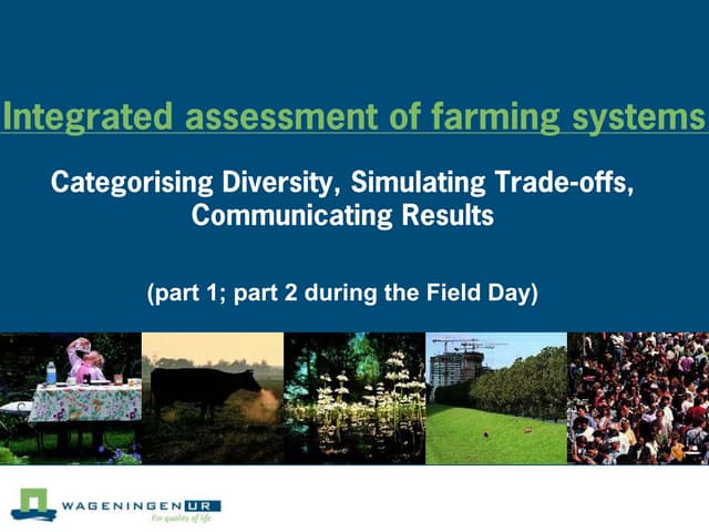 Integrated assessment of farming sy...
