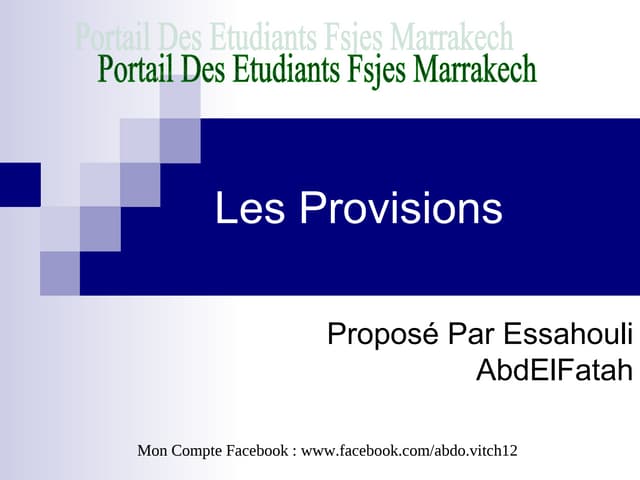 Cours Sur Les Provisions simplifier...