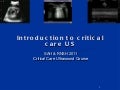 Introduction to Critical Care Ultrasound