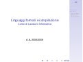 Linguaggi Formali Compilazione: Grammatiche
