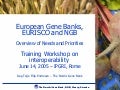 EURISCO needs and priorities, at CGIAR ICT-KM Workshop, IPGRI, Rome (2005)