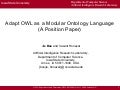 Adapt OWL as a Modular Ontology Language