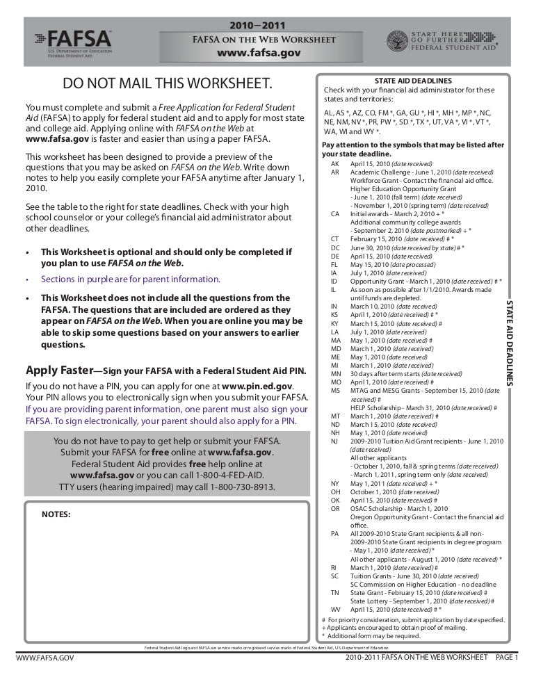 Printables Printable Fafsa Worksheet fafsa worksheet hypeelite 2010 11 on the web worksheet