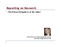 Reporting on Research: The Ethical Obligations of the Editor