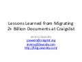 Lessons Learned Migrating 2+ Billion Documents at Craigslist