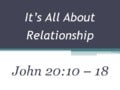 2012 02-19 John 20-10 to 18 Its All About Relationship