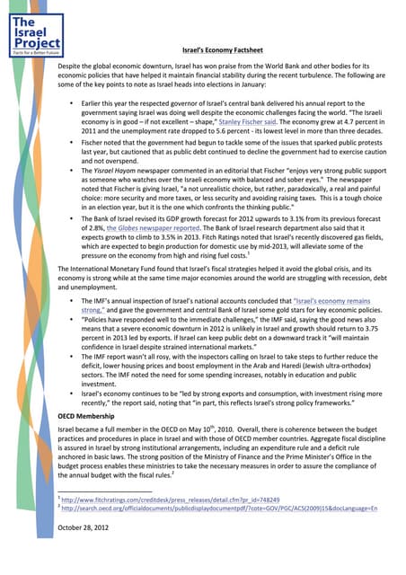 Israel's Economy Factsheet