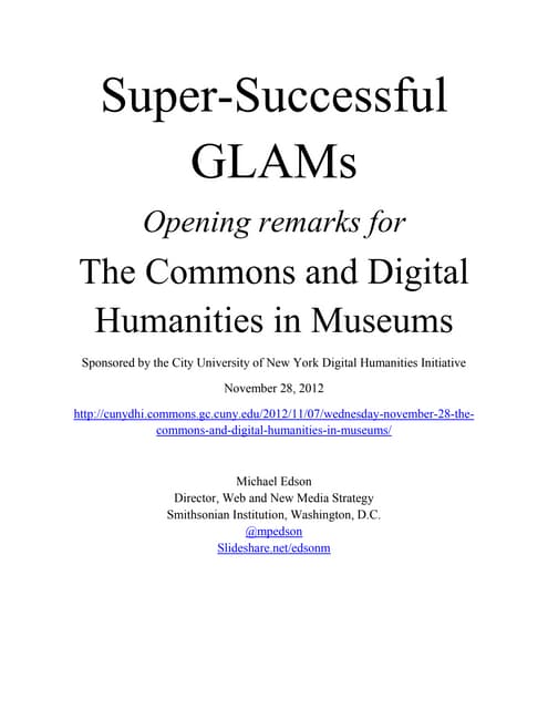 Super-Successful GLAMs (Text versio...