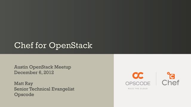 Chef for OpenStack December 2012