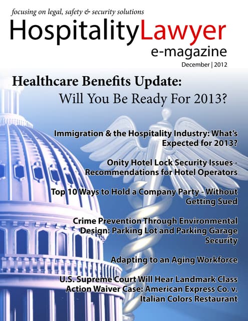HospitalityLawyer.com | December 2012 Issue Hospitality Lawyer Magazine 