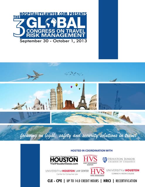 HospitalityLawyer.com | 2013 Global Congress on Travel Risk Management Brochure