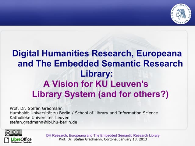 Digital Humanities Research, Europeana  and The Embedded Semantic Research  Library