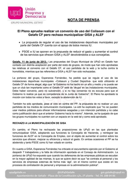 NP Pleno 11 de junio de 2013