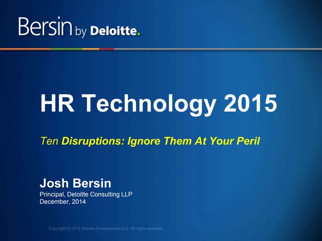Ten Disruptions in HR Technology fo...