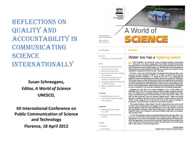 Susan Schneegans, UNESCO Natural Sc...