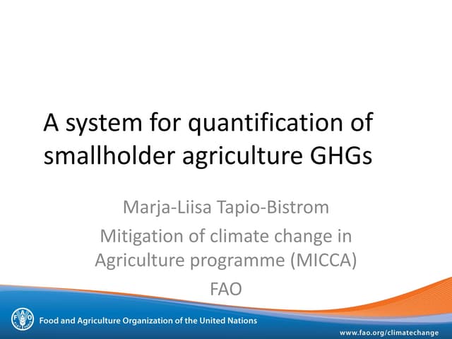 Current state of agriculture and mitigation: NAMAs, quantifying emissions and links to adaptation