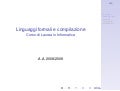 Linguaggi Formali e Compilazione: Parsing