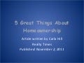 5 Benefits of Homeownership