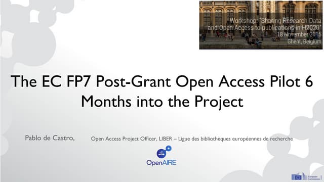 FP7 post-grant OA publishing funds, Pablo de Castro (OpenAIRE workshop, Ghent, Nov.2015) 