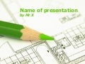 Green Pen over an Architecture Plan Free Powerpoint Template