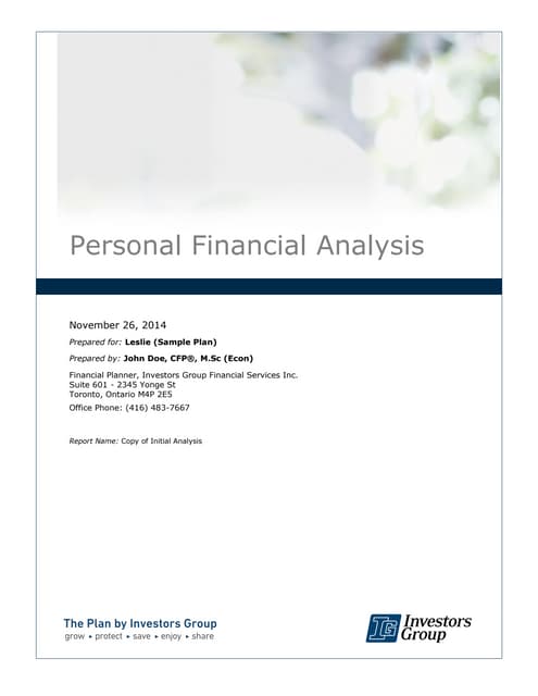 How To Present Sample Comprehensive Financial Plan
