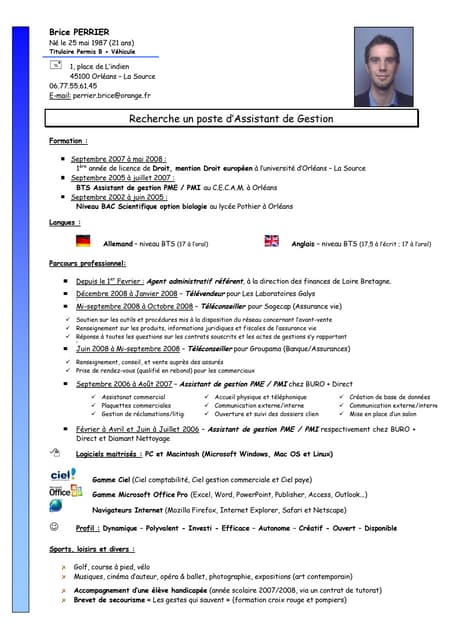 exemple cv teleconseiller