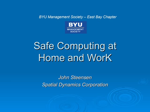 Safe Computing At Home And Work