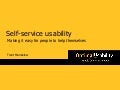 Self Service Usability