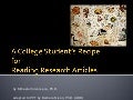 A College Student’s Recipe For Reading Research Articles