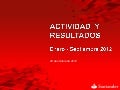 Banco Santander Actividad y resultados 3T2012 