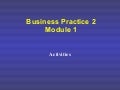 NCV 2 Business Practice Hands-On Support - Activities 1