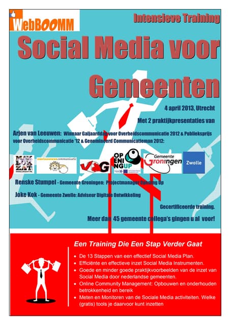 Agenda intensieve training sociale media gemeenten 4 april 2013 utrecht