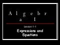 Algebra Expressions and Equations