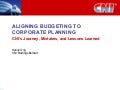 Aligning Budgeting To Corporate Planning - ABF Conference on Corporate Budgeting