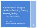 A Software Manager’s Guide to Defining Testing in an Agile Age
